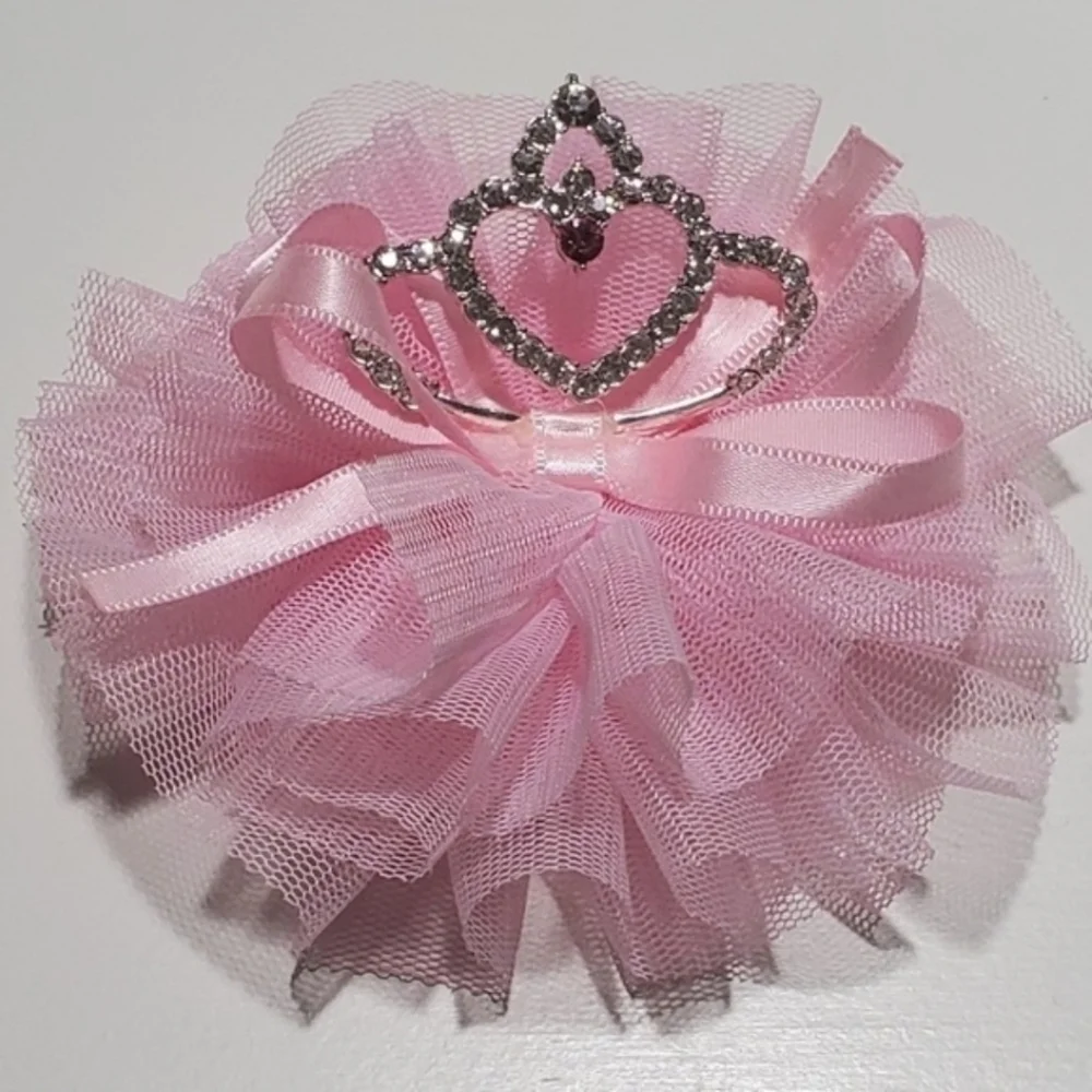 Rhinestone Crown Tulle Hair Clip